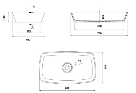 Раковина накладная Ai.Con Oasi 70*40*14 см SA7711029SSM70, белая