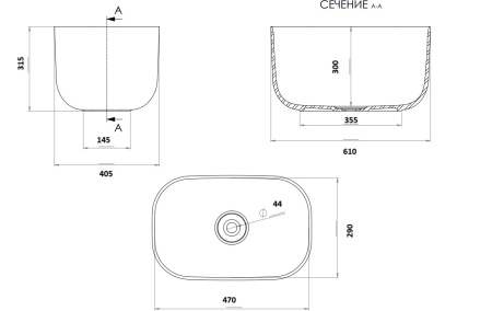 Раковина накладная Ai.Con Tesoro 60*40*32 см SA7711028SSM60, белая
